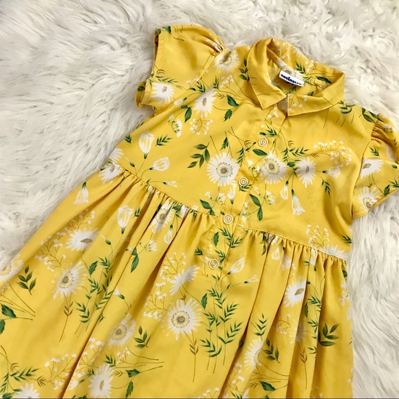 Vintage Yellow Floral Dress